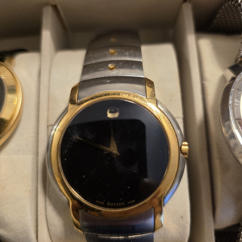 Movado Two-Tone Gold and Silver Black Dial Watch